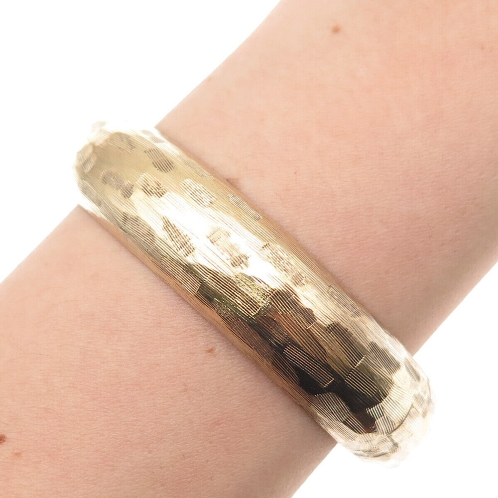 Hayward 925 Sterling Silver Gold Plated Vintage Brushed Bangle Bracelet 7.25"